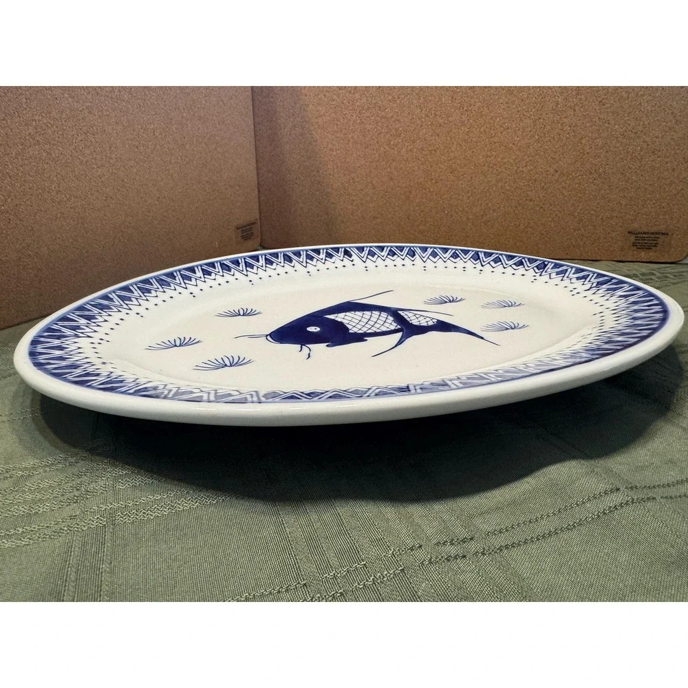 Chinese Oval Koi Serving Platter 14